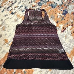 Ladies semi sheer stripe pattern tank top blouse size large women clothes top